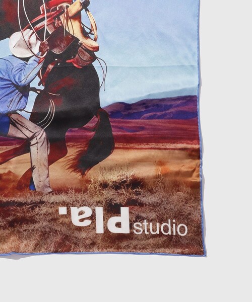 ADAM ET ROPE'(アダムエロペ)の「【PLATEAU STUDIO/プラトー スタジオ】Silk scarf-horse(バンダナ/スカーフ・メンズ・ブルー系・F)」の3枚目の写真