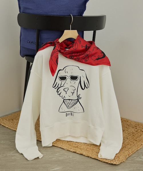 ADAM ET ROPE'(アダムエロペ)の「【Camille de Cussac by SALON】アートプリントスウェット(スウェット・レディース・ホワイト/ホワイト系/ベージュ/ベージュ系・F)」の2枚目の写真