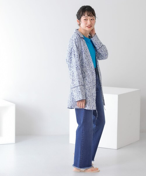 KBF（ケイビーエフ）の「ドロストプリントガウン（テーラードジャケット・レディース・BLUE/BEIGE/NAVY・one）」の21枚目の写真