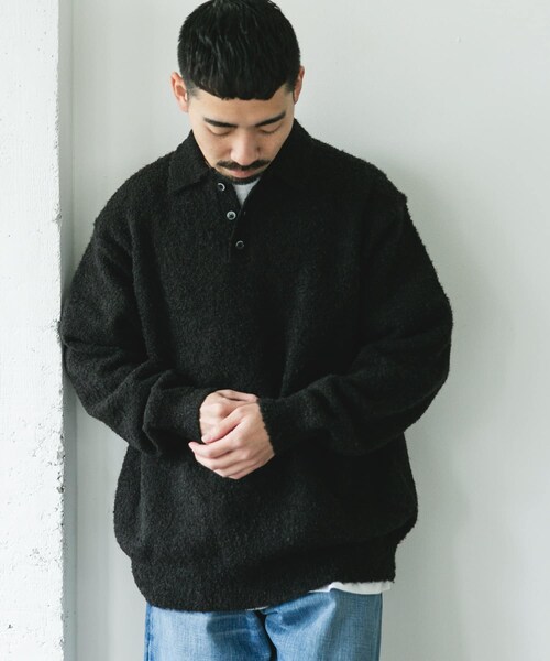 URBAN RESEARCH DOORS（アーバンリサーチドアーズ）の「ブークレ ニットポロシャツ（ニット/セーター・メンズ・BROWN/NAVY/BLACK・M/L）」の7枚目の写真