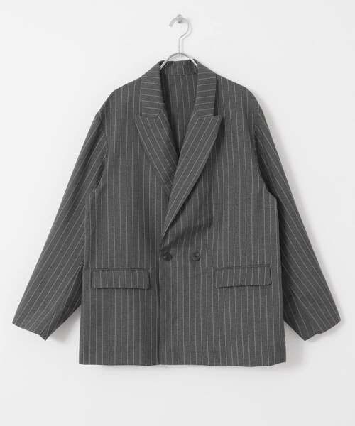 SENSE OF PLACE by URBAN RESEARCH（センスオブプレイスバイアーバンリサーチ）の「『セットアップ対応』『イージーケア/速乾』リネンライクピンストライプルーズジャケット（テーラードジャケット・メンズ・GRAY/BEIGE・M/L）」の13枚目の写真