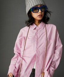 nissen | 綿100％ストライプビッグシャツ＜大きいサイズ有＞GEVS.(シャツ/ブラウス)