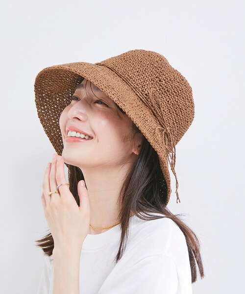 VIS(ビス)の「ナチュラル雑材ハット(ハット・レディース・ダークブラウン/ベージュ/ベージュ系・F)」の3枚目の写真