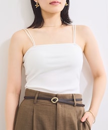 VIS | 【選べる着丈】カップ付きWストラップキャミソール【洗える】(キャミソール)