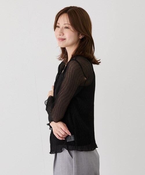 Jayro(ジャイロ)の「メロウヘムフィットカーディガン(カーディガン/ボレロ・レディース・ブラック系/チャコール/ライトグレー/ホワイト系/ブルー系・F)」の8枚目の写真