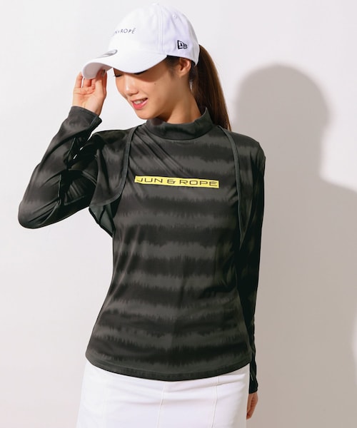 ROPE'(ロペ)の「【UV】【吸水速乾】タイダイボーダー長袖ボレロ(その他トップス・レディース・ブラック/ネイビー/オレンジ・F)」の1枚目の写真