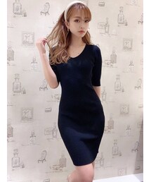 RESEXXY | リブニット五分袖ワンピース(ワンピース)