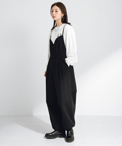 URBAN RESEARCH Sonny Label（アーバンリサーチサニーレーベル）の「コットンビスチェサロペット（サロペット/オーバーオール・レディース・ブラック/バター・FREE）」の3枚目の写真