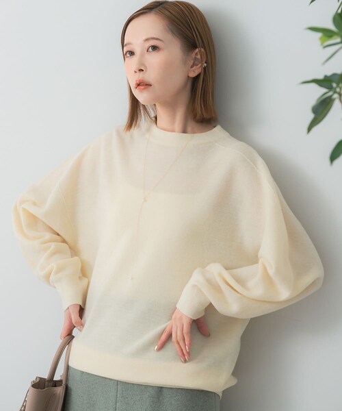 URBAN RESEARCH ROSSO（アーバンリサーチロッソ）の「ウォッシャブルビルドネックホールニット（ニット/セーター・レディース・gray/ivory/pink・FREE）」の9枚目の写真