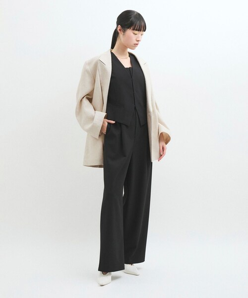 ADAM ET ROPE'（アダムエロペ）の「リネンMIXオーバージャケット（テーラードジャケット・レディース・キナリ/ベージュ・F）」の6枚目の写真