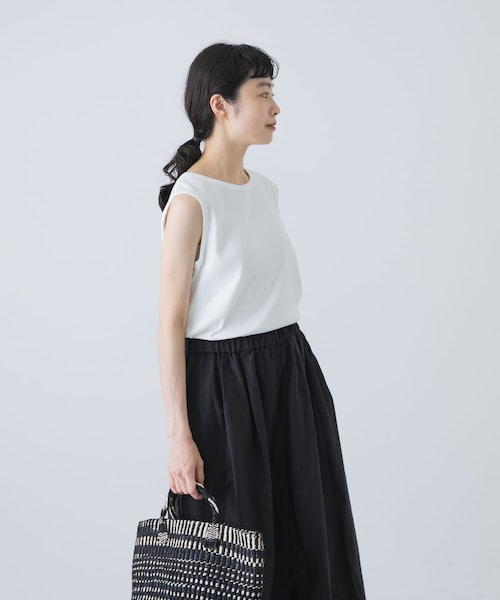 かぐれ（カグレ）の「フライスノースリーブカットソー（タンクトップ・レディース・GREGE/OFF/BLACK・FREE）」の6枚目の写真