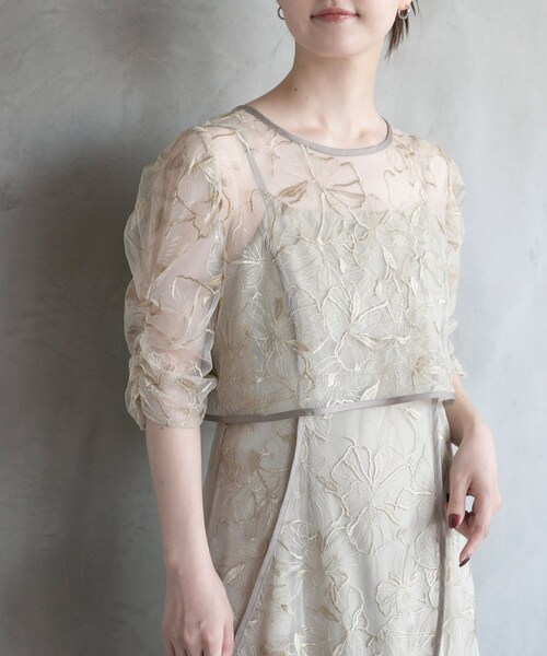 URBAN RESEARCH ROSSO（アーバンリサーチロッソ）の「エンブロダリーレースレイヤードドレス（ワンピース・レディース・GREEN/BLACK・FREE）」の14枚目の写真