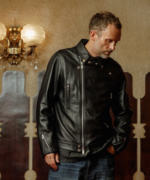 ADAM ET ROPE'（アダムエロペ）の「【James Grose 別注】MANILA JK SHEEP BLACK（ライダースジャケット・メンズ・ブラック・L/M/XL）」の6枚目の写真