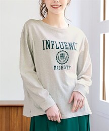 nissen | 大きいサイズ ロゴプリント長袖Tシャツ(Tシャツ/カットソー)