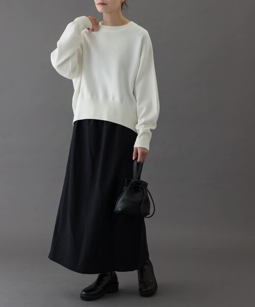 URBAN RESEARCH DOORS(アーバンリサーチドアーズ)の「FORK&SPOON ダブルフェイスクルーネックニット(ニット/セーター・レディース・OFF/TOP GRAY/BLUE・1)」の11枚目の写真