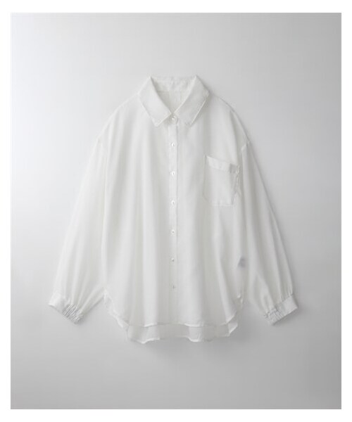 nissen（ニッセン）の「【Be praised】ロング丈シアーシャツ（シャツ/ブラウス・レディース・ブルー系ストライプ/オフホワイト/チャコールグレー/ソフトイエロー・S/M/L/LL/3L/4L/5L/6L）」の10枚目の写真