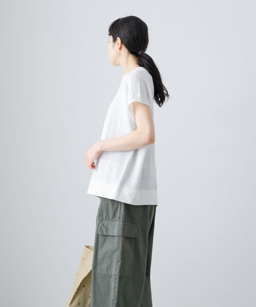 かぐれ（カグレ）の「リネンフレンチスリーブニット（ニット/セーター・レディース・OFF/NATURAL/BLACK・FREE）」の10枚目の写真