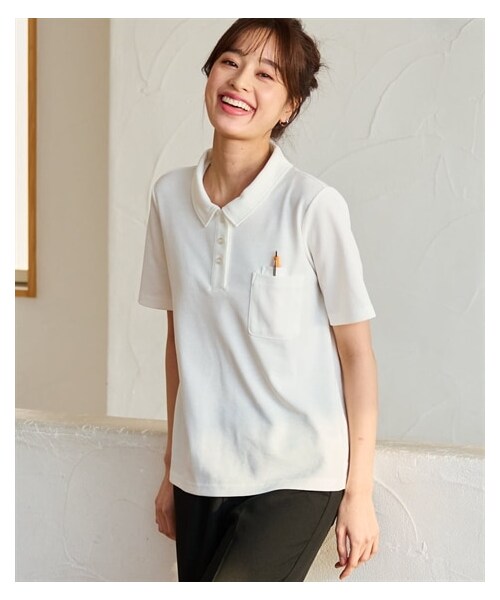 nissen（ニッセン）の「ペン差し半袖ポロシャツ（吸汗速乾・UVカット）＜大きいサイズ有＞（ポロシャツ・レディース・黒/オフホワイト/ネイビー/杢グレー・L/LL/3L/4L/5L/6L/8L/10L/S/M）」の10枚目の写真