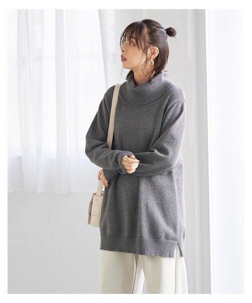 nissen（ニッセン）の「大きいサイズ静電気防止洗濯機で洗えるオフタートルニットプルオーバー（ニット/セーター・レディース・黒/杢チャコールグレー/杢ベージュ/カナリアイエロー・L/LL/3L/4L/5L/6L/8L/10L）」の10枚目の写真