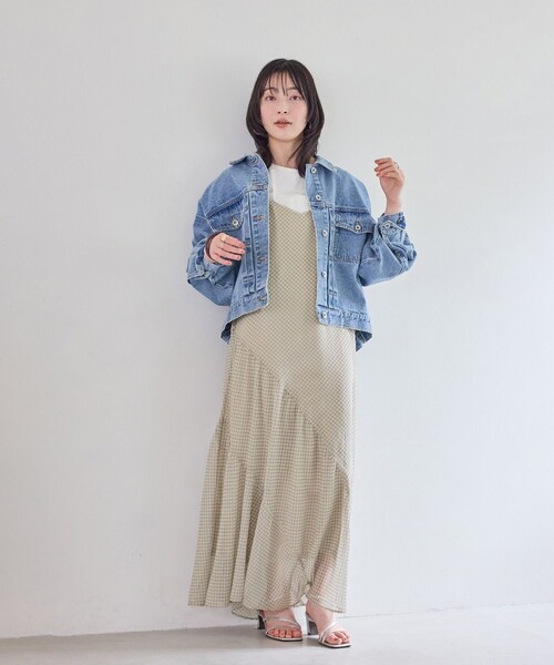 VIS(ビス)の「シアーチェックキャミワンピース(キャミソール・レディース・ブラック系/ベージュ系・F)」の16枚目の写真
