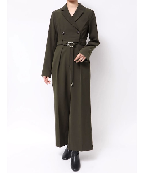 MERCURYDUO（マーキュリーデュオ）の「テーラーカラーコンビネゾン（つなぎ/オールインワン・レディース・ベージュ/ダークブラウン・S/M）」の4枚目の写真