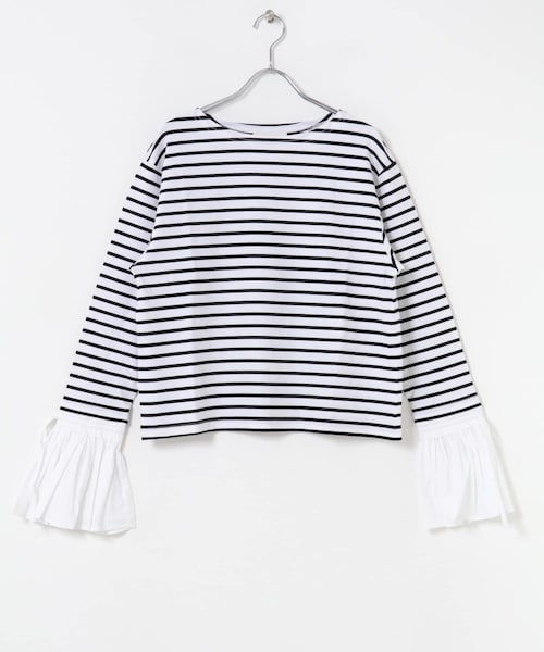 Mewl シャツスリーブボーダーTOPS tシャツ Mewl シャツスリーブ