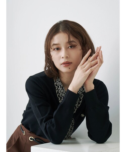 TONAL（トーナル）の「【POLO BCSコラボ】モノグラムJQボウタイニット（ニット/セーター・レディース・アイボリー/ブラック/ブルー・M）」の3枚目の写真