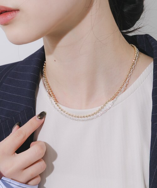 SMELLY（スメリー）の「コンビカラーチェーン2セットネックレス（ネックレス・レディース・GD/SV・-）」の6枚目の写真