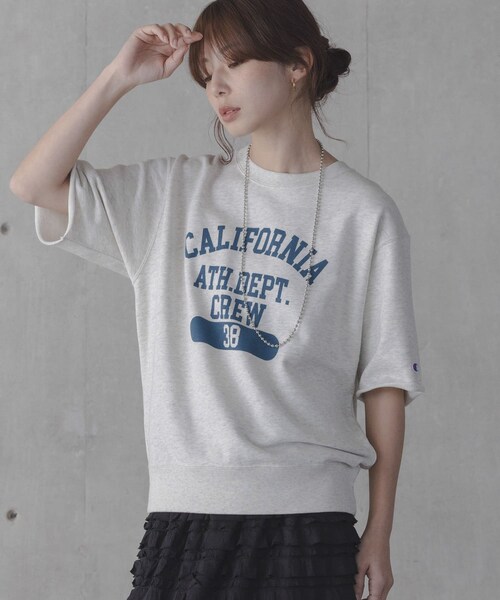 URBAN RESEARCH Sonny Label（アーバンリサーチサニーレーベル）の「『別注』CHAMPION×Sonny Label　ロゴスウェットTシャツ（スウェット・レディース・ホワイト/スカイブルー/ネイビー/オートミール・M/L）」の18枚目の写真