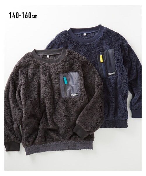 nissen（ニッセン）の「ポケット付きボアトレーナー（スウェット・キッズ・チャコール/ネイビー・140/150/160）」の7枚目の写真