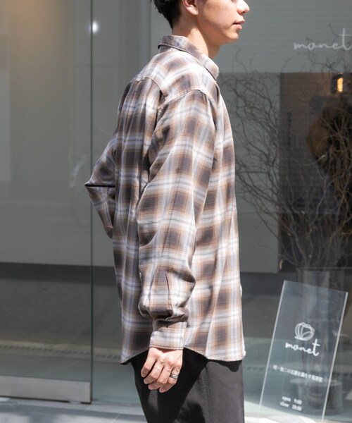 URBAN RESEARCH DOORS（アーバンリサーチドアーズ）の「FORK&SPOON　コットンウールチェックシャツ（シャツ/ブラウス・メンズ・BROWN/GRAY・4/5）」の6枚目の写真