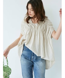 Ungrid | リネン混ギャザーノースリブラウス(シャツ/ブラウス)