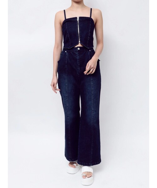 CALNAMUR（カルナムール）の「BACK RIBBON DENIM ALL IN ONE/バックリボンデニムオールインワン（つなぎ/オールインワン・レディース・アイスブルー/インディゴ・S/M）」の6枚目の写真