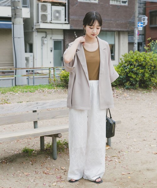 ITEMS URBANRESEARCH(アイテムズ アーバンリサーチ)の「メッシュ半袖ジャケット(テーラードジャケット・レディース・BLK/BEG・Free)」の16枚目の写真