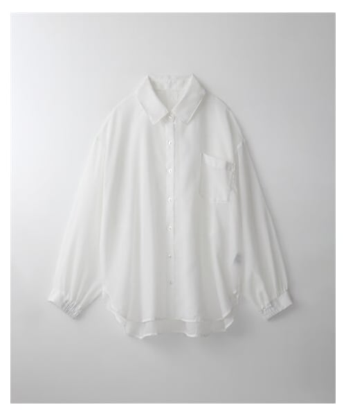 nissen（ニッセン）の「【Be praised】ロング丈シアーシャツ（シャツ/ブラウス・レディース・ブルー系ストライプ/オフホワイト/チャコールグレー/ソフトイエロー・S/M/L/LL/3L/4L/5L/6L）」の15枚目の写真