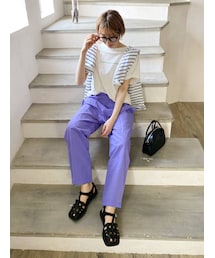 Ungrid | 【WEB限定】ナイロンカラーテーパードパンツ(その他パンツ)