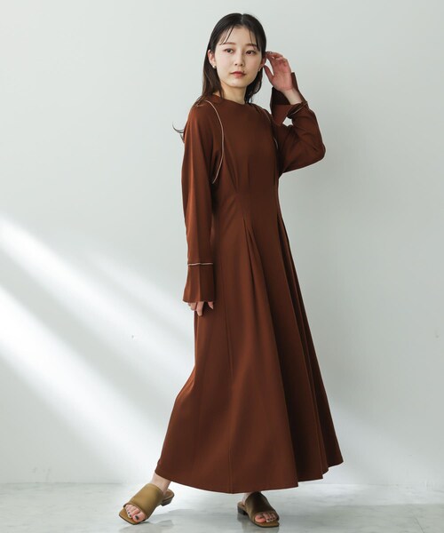 SENSE OF PLACE by URBAN RESEARCH（センスオブプレイスバイアーバンリサーチ）の「ウエストタックカットワンピース（ワンピース・レディース・BROWN/GREIGE/BLACK・one）」の19枚目の写真