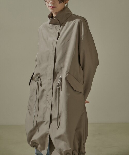 ADAM ET ROPE'（アダムエロペ）の「[24SS]ミリタリースタンドカラーコート/モッズコート【撥水加工・洗える】（ミリタリージャケット・レディース・ブラウン系/オフホワイト・F）」の14枚目の写真