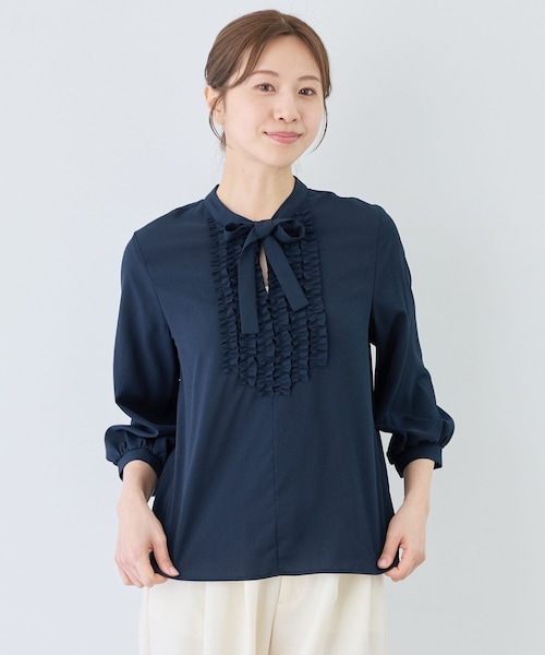 Jayro(ジャイロ)の「ジョーゼットフリルブラウス(シャツ/ブラウス・レディース・ホワイト系/ネイビー/ラベンダー系・M)」の14枚目の写真