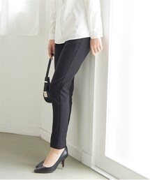 nissen | 大きいサイズ  超ストレッチ裏起毛レーヨン混スリムパンツ（ゆったり太もも）（選べる２レングス）(パンツ)