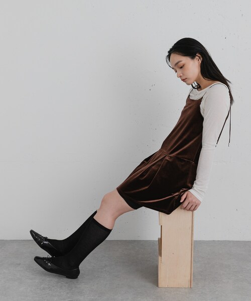 SENSE OF PLACE by URBAN RESEARCH(センスオブプレイスバイアーバンリサーチ)の「ベロアチュニックキャミソール(チュニック・レディース・BLACK/BROWN・One)」の3枚目の写真
