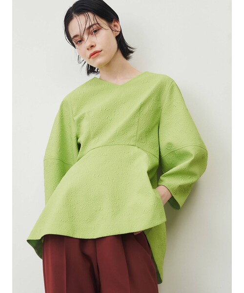 [美品]ELENDEEK COCOON SL PEPLUM JQ BL ELENDEEK（エレンディーク）の「COCOON SL PEPLUM JQ BL（シャツ