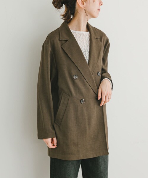 ITEMS URBANRESEARCH（アイテムズ アーバンリサーチ）の「リネンライクジャケット（テーラードジャケット・レディース・L.BEG/BRN・FREE）」の7枚目の写真