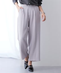 nissen | ストレッチダブルクロスタックワイドパンツ(しわになりにくい)<大きいサイズ有>(パンツ)