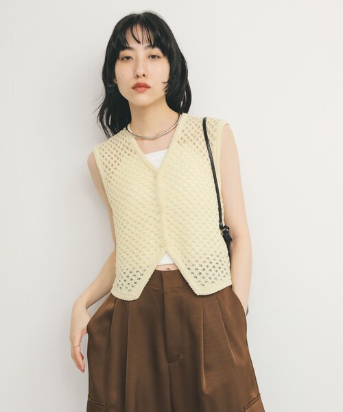 KBF（ケイビーエフ）の「ループヤーンメッシュベスト（ベスト・レディース・IVORY/YELLOW/BLACK・one）」の22枚目の写真