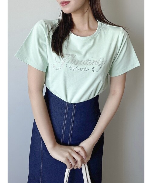 dazzlin（ダズリン）の「FLOATING VIBRATO Tシャツ（Tシャツ/カットソー・レディース・オフホワイト/ブラック/ピンク/グリーン/パープル・F）」の2枚目の写真