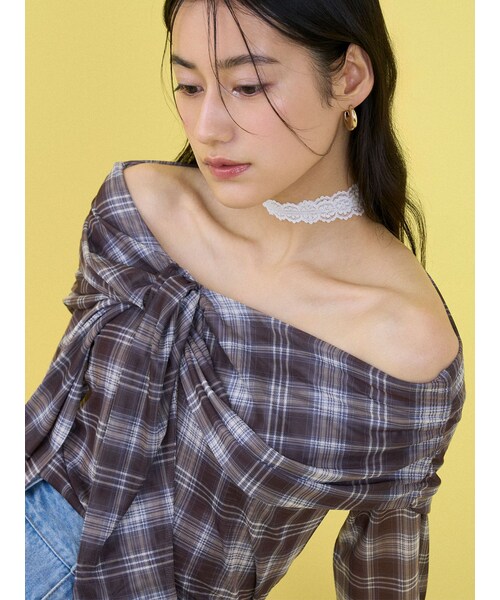 LAGUNAMOON（ラグナムーン）の「オフショルチュールタイブラウス（Tシャツ/カットソー・レディース・アイボリー・F）」の7枚目の写真