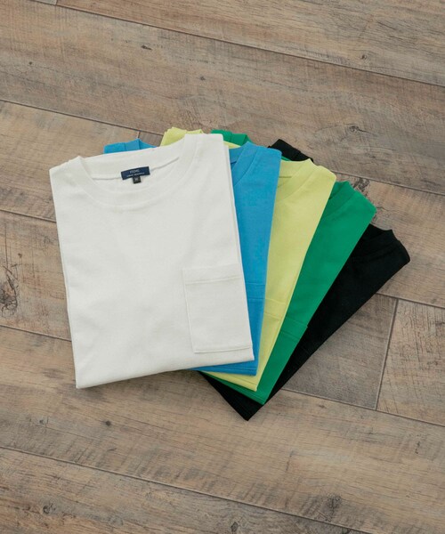 ITEMS URBANRESEARCH（アイテムズ アーバンリサーチ）の「USAコットン ムジポケットTシャツ（Tシャツ/カットソー・メンズ・BLU/OFF/BLK/GRN/YEL・M/L）」の7枚目の写真