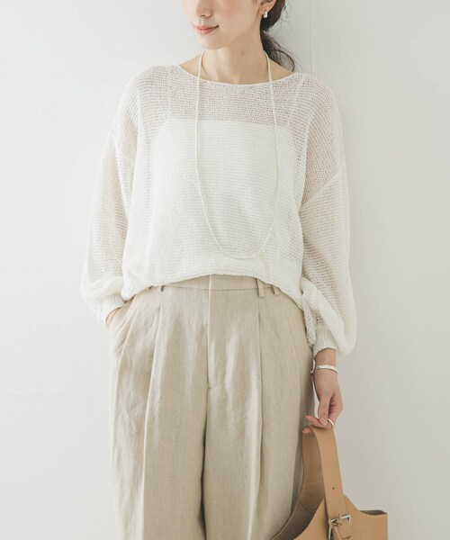 URBAN RESEARCH(アーバンリサーチ)の「ペーパーヤーンボートネックニット(ニット/セーター・レディース・WHITE/SAX/CHARCOAL・Free)」の10枚目の写真