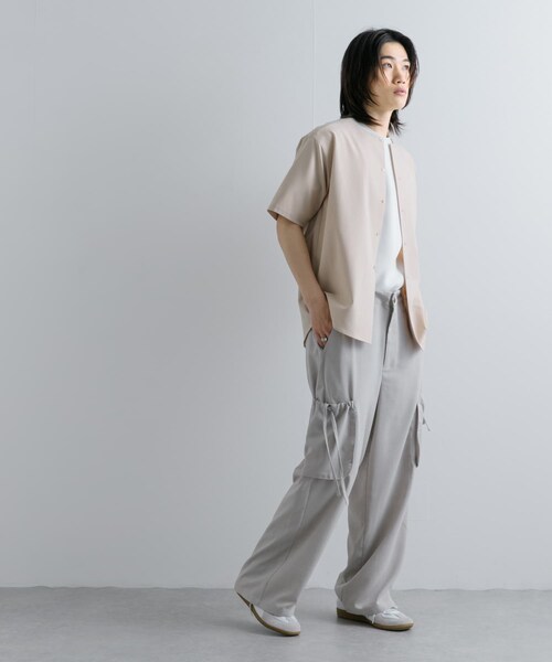 SENSE OF PLACE by URBAN RESEARCH(センスオブプレイスバイアーバンリサーチ)の「ノーカラーシャツ(5分袖)(シャツ/ブラウス・メンズ・GRAY/BEIGE/BLUE・S/M/L)」の20枚目の写真
